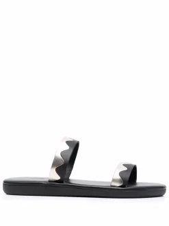 Women Ancient Greek Sandals Paralia Zigzag-band Leather Sandals