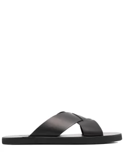 Men Ancient Greek Sandals Bios Cross-strap Leather Slides