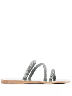 Women Ancient Greek Sandals Metallic Rhinestone-embellished Sandals