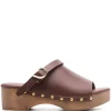 Women Ancient Greek Sandals Buckled Leather Clogs