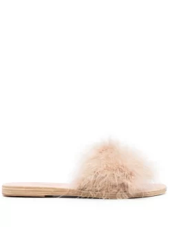 Women Ancient Greek Sandals Mia Marabu Flat Feather Sandals