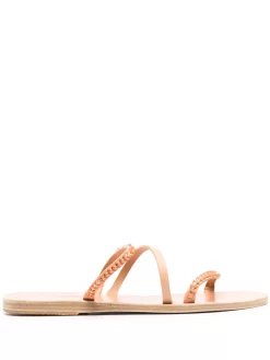 Women Ancient Greek Sandals Flat Enamel-detail Slides