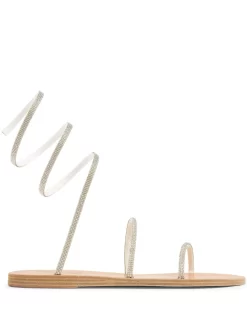 Women Ancient Greek Sandals Crystal-embellished Open-toe Sandals